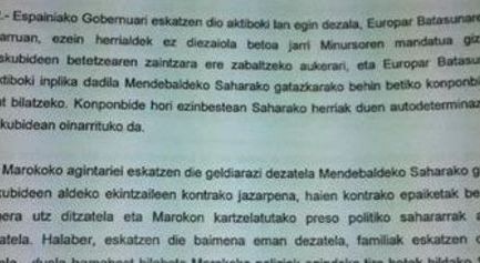 Parlamento Vasco: Declaraci&oacute;n institucional por el cumplimiento de los derechos humanos en el Sahara Occidental