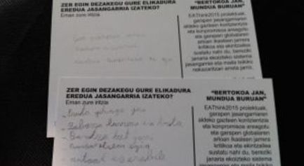 (Euskera) Ikasleen jarrera kritikoa pizten dugu â€œBERTOKOA JAN, MUNDUA BURUANâ€ erakusketa bisitatu ostean (III)