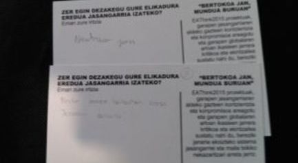 (Euskera) Ikasleen jarrera kritikoa pizten dugu â€œBERTOKOA JAN, MUNDUA BURUANâ€ erakusketa bisitatu ostean (VI)