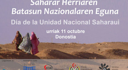 El Día de la Unidad Nacional Saharaui se celebrará el 11 de octubre en Donostia